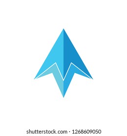 simple blue arrows up 3d logo vector