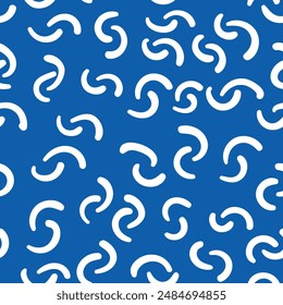 Simple blue background with swirling shapes, seamless pattern.
