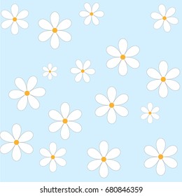 Simple blue background with white floral motifs