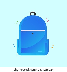Simple blue backpack for school. Flat design icon ready to use for website, mobile app, presentation and any other projects.