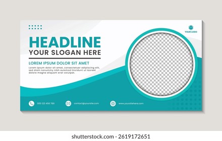 Simple blue banner template wave design, creative corporate book cover design