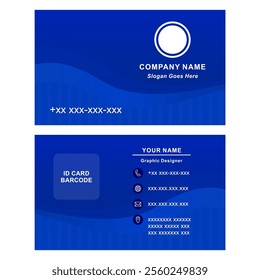 Simple Blue Barcode Card Design Template for ID Cards, Corporate, and Foundation Use, Editable and Scalable Vector Illustration, Perfect for Stickers, Icons, and Mockups Isolated on White