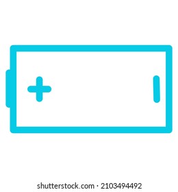 Simple blue battery icon outline type. 