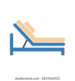 Simple blue and beige lounge chair icon for relaxation and leisure