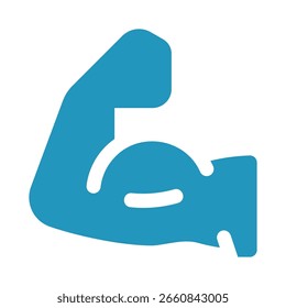Simple Blue Bicep Icon Showing Muscle Strength