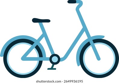 Simple blue bicycle vector in flat design style, ideal for transport, sports, fitness, or eco-related themes.