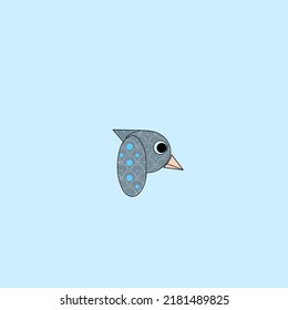 Simple blue bird head vector illustration