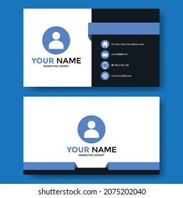 Simple Blue And Black Color Business Card Template.