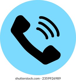 Simple blue and black illustration of a telephone receiver