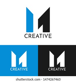 simple blue and black m letter logo creative vektor