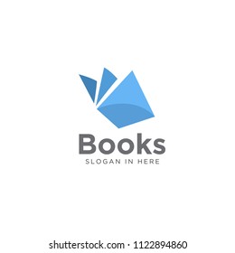 Simple blue book open modern logo, icon