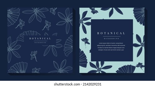 Simple Blue Botanical Illustration Background