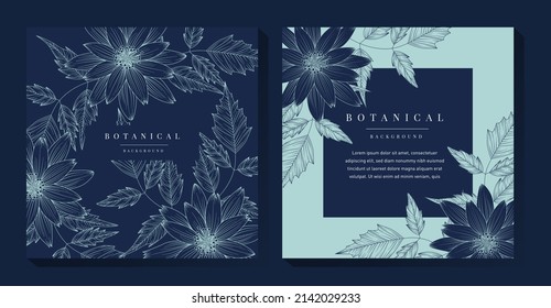 einfacher blauer botanischer Illustrationshintergrund