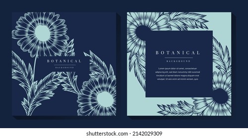 Simple Blue Botanical Illustration Background