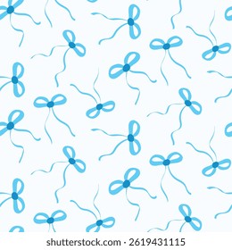 Simple blue bows seamless pattern on white background . For baby nursery, fabric and baby shower.