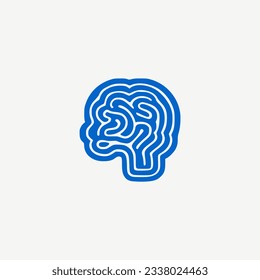 simple blue brain elegant smart logo vector illustration template design