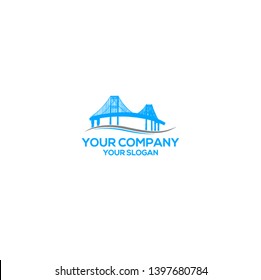 Simple Blue Brigde Logo Design
