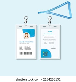 Plantilla de diseño de tarjeta de identificación de negocio azul simple