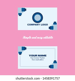 Simple Blue Business Name Card 2 without Pattern
