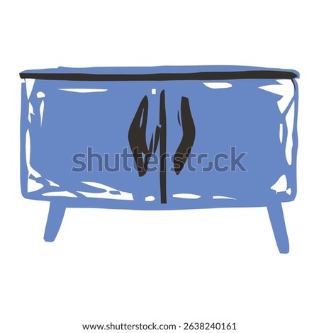 A simple blue cabinet with clean lines, perfect for adding a functional and stylish element to modern interiors.