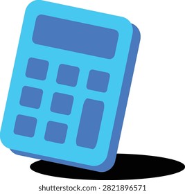 A simple blue calculator icon with a dark shadow, representing computation and financial tools.