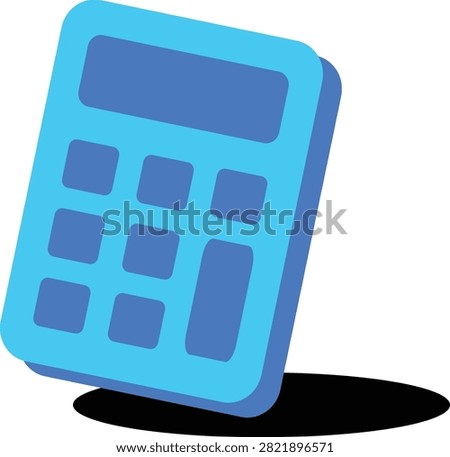 A simple blue calculator icon with a dark shadow, representing computation and financial tools.