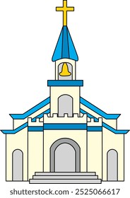 Simple blue church illustration material