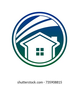 Simple Blue Circle House Swoosh