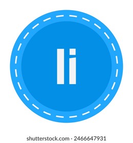 Simple blue circle with letter I isolated on white background