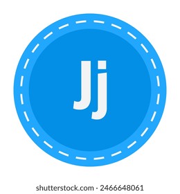 Simple blue circle with letter J isolated on white background