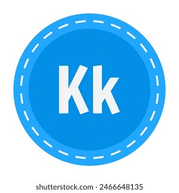 Simple blue circle with letter K isolated on white background