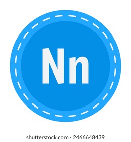 Simple blue circle with letter N isolated on white background