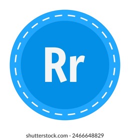 Simple blue circle with letter R isolated on white background