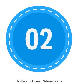 Simple blue circle with number 2 isolated on white background