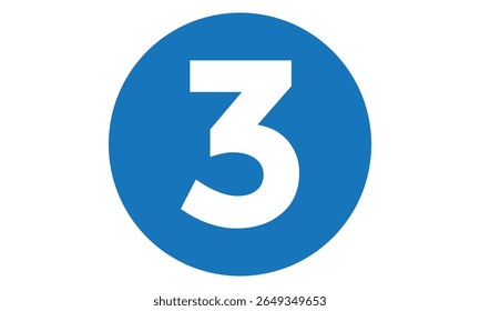 simple blue circle on white number three symbol.