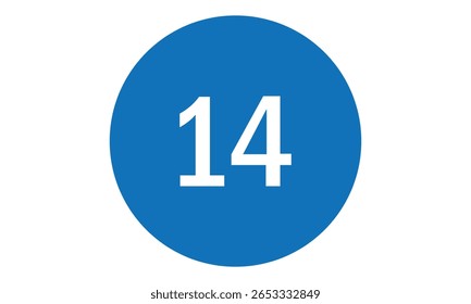 simple blue circle on white number fourteen symbol.