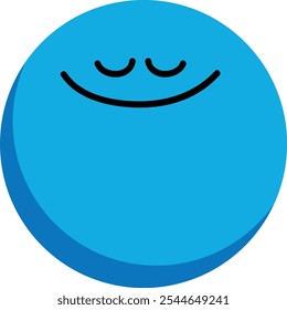 Simple Blue Circle Smiley Face, Happy Emoticon, Flat Vector