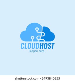 Simple Blue Cloud Host Logo Design