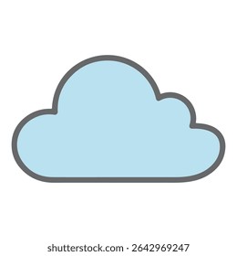 A simple blue cloud icon illustrated in a flat, cartoon style. Represents weather, the sky, or cloud computing technology. A clean and versatile graphic element for various designs.