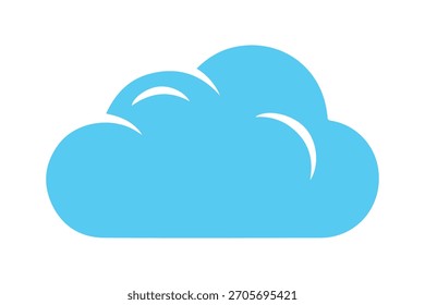 Icono de Clima de nube azul simple con reflejos blancos destacados