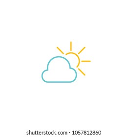 Simple blue cloud and yellow sun icon