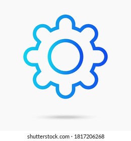 Sencilla configuración de la rueda cognoscitiva azul icono plantilla vectorial con gradiente para el negocio.