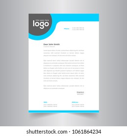 Simple Blue Color Letter Head Design Template
