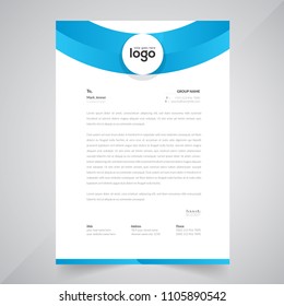 Simple Blue Color Vector Letter Head Template with standard sizes.
