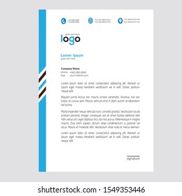 Simple Blue Color Vector Letter Head Template with standard size.