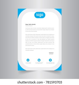 Simple Blue Color Vector Letter Head Template with standard sizes.