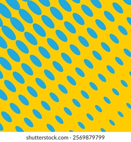  simple blue colour elipes circle bland daigonal pattern on yellow colour background.