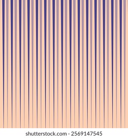  simple blue colour and purple colour vertical thik to thin line pattern on peach colour background.