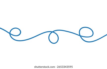 simple blue curly line design vector.