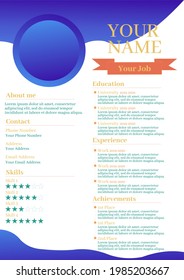 Simple Blue Curriculum Vitae Template